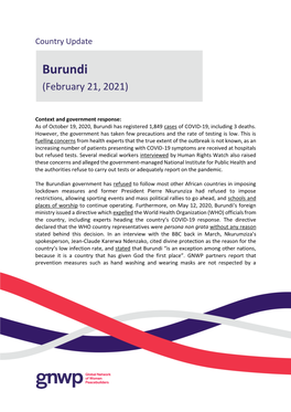 Burundi (February 21, 2021)