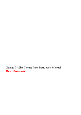 Games Pc Sim Theme Park Instruction Manual