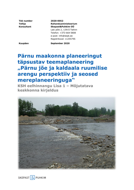 Pärnu Maakonna Planeeringut Täpsustav Teemaplaneering „Pärnu