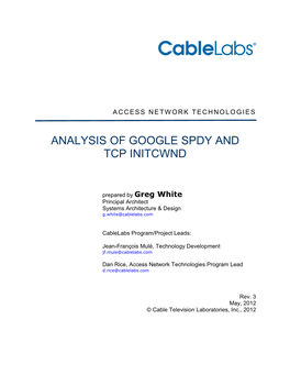 Analysis of Google Spdy and Tcp Initcwnd