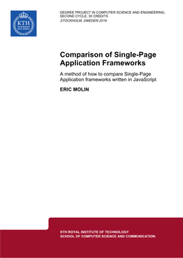 Comparison of Single-Page Application Frameworks a Method of How to Compare Single-Page Application Frameworks Written in Javascript