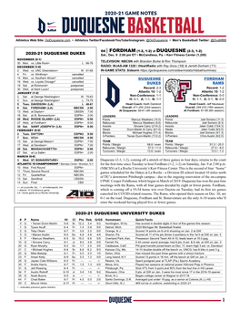 1 2020-21 Game Notes
