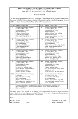 Copies of Electricity Consumer's Rights Statement Are