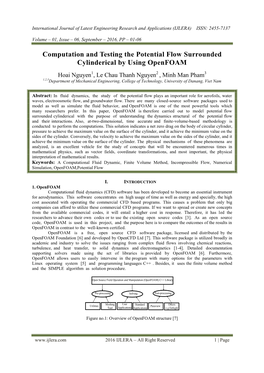 Computation and Testing the Potential Flow Surrounded Cylinderical by Using Openfoam