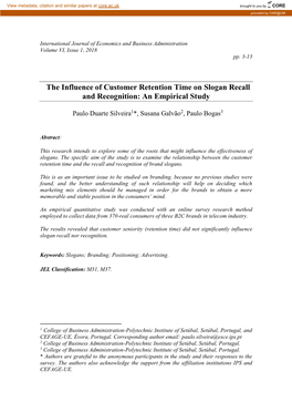 The Influence of Customer Retention Time on Slogan Recall and Recognition: an Empirical Study