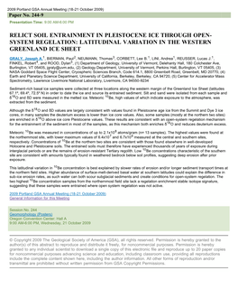 Relict Soil Entrainment in Pleistocene Ice Through Open- System Regelation: Latitudinal Variation in the Western Greenland Ice Sheet