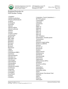 2611-1: Prohibited Pesticides for NOP Residue Testing