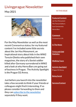 Livingprague Newsletter May 2021 in THIS ISSUE