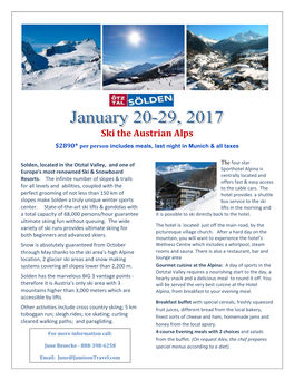 Ski the Austrian Alps $2890* Per Person Includes Meals, Last Night in Munich & All Taxes