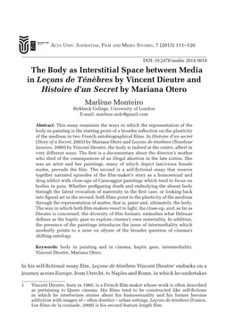 The Body As Interstitial Space Between Media in Leçons De