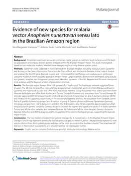 Evidence of New Species for Malaria Vector Anopheles Nuneztovari