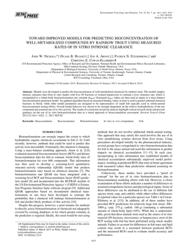 Toward Improved Models for Predicting Bioconcentration of Well-Metabolized Compounds by Rainbow Trout Using Measured Rates of in Vitro Intrinsic Clearance