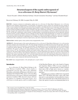 Structural Aspects of the Zygotic Embryogenesis of Acca Sellowiana (O