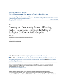 Diversity and Community Pattern of Darkling Beetles (Coleoptera: Tenebrionidae) Along an Ecological Gradient in Arid Mongolia M