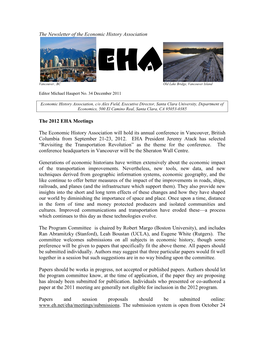 The Newsletter of the Economic History Association EHA