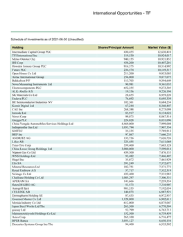 International Opportunities - TF