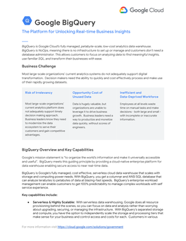 Google Bigquery to Unlock the Value of the Data and Cost-Effectively Process Data Analysis