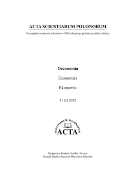 Acta Oeconomia 11(1)