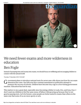 We Need Fewer Exams and More Wilderness in Education Ben Fogle