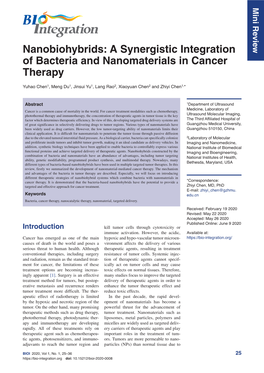 A Synergistic Integration of Bacteria and Nanomaterials in Cancer Therapy