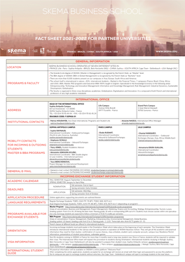 Fact Sheet 2021-2022 for Partner Universities