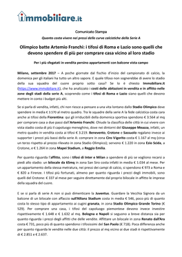 Olimpico Batte Artemio Franchi: I Tifosi Di Roma E Lazio Sono Quelli Che Devono Spendere Di Più Per Comprare Casa Vicino Al Loro Stadio