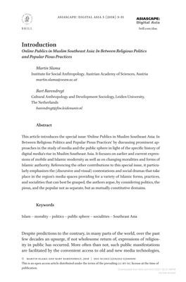 Introduction Online Publics in Muslim Southeast Asia: in Between Religious Politics and Popular Pious Practices