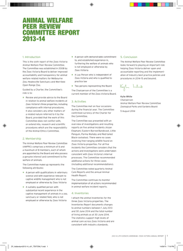 Animal Welfare Peer Review Committee Report 2013-14