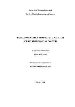 Development of a Road Safety Plan for Scenic Rim Regional Council