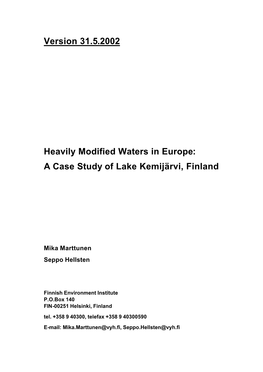 Heavily Modified Water Bodies (HMWB)