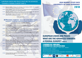 European Union and Peace: What Are the Advances Jean Monnet Study Days Towards a Federal Europe? (Part Ii) University of Caen Normandy