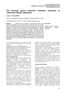 The Arenaria Genus Botanical Collection Preserved in “Alexandru Beldie” Herbarium