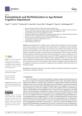 Formaldehyde and De/Methylation in Age-Related Cognitive Impairment