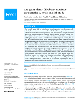 Are Giant Clams (Tridacna Maxima) Distractible? a Multi-Modal Study