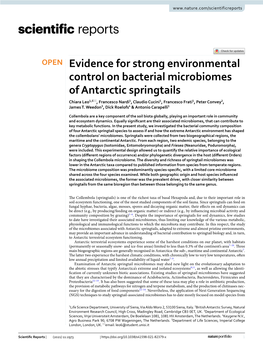 Evidence for Strong Environmental Control on Bacterial Microbiomes Of