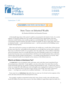 State Taxes on Inherited Wealth by Elizabeth Mcnichol and Samantha Waxman