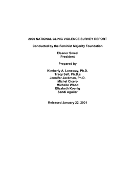 2000 Clinic Violence Survey Report