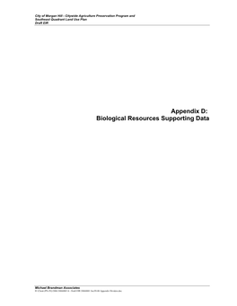 Appendix D: Biological Resources Supporting Data