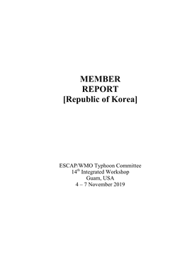 MEMBER REPORT [Republic of Korea]