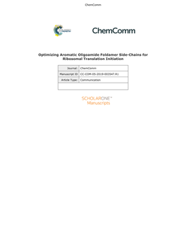 Optimizing Aromatic Oligoamide Foldamer Side-Chains for Ribosomal Translation Initiation