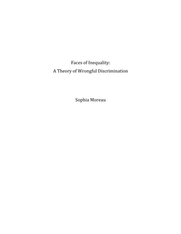 Faces of Inequality: a Theory of Wrongful Discrimination Sophia