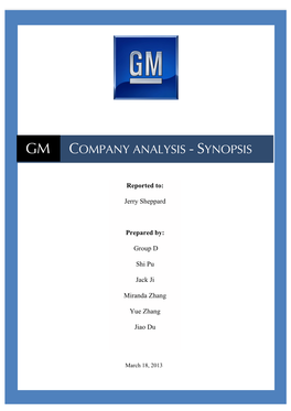 Gm Company Analysis - Synopsis