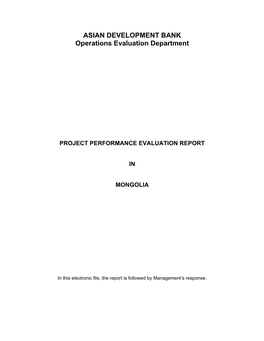 Project Performance Evaluation Report: Roads Development Project