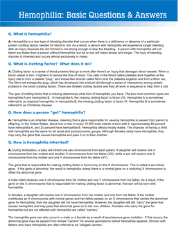 Hemophilia: Basic Questions & Answers