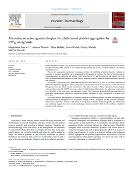 Adenosine Receptor Agonists Deepen the Inhibition of Platelet Aggregation