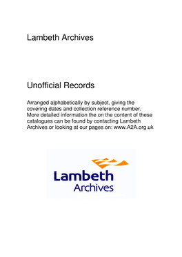 Lambeth Archives Unofficial Records