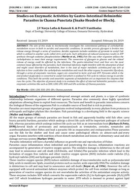 Studies on Enzymatic Activities by Gastro-Intestinal Helminthic Parasites in Channa Punctata (Snake Headed Or Bloch)