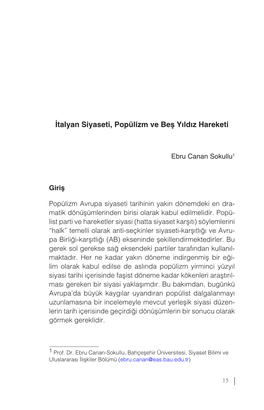 İtalyan Siyaseti, Popülizm Ve Beş Yıldız Hareketi