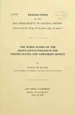 Transactions of the San Diego Society of Natural History