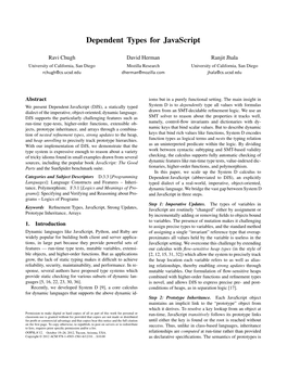 Dependent Types for Javascript